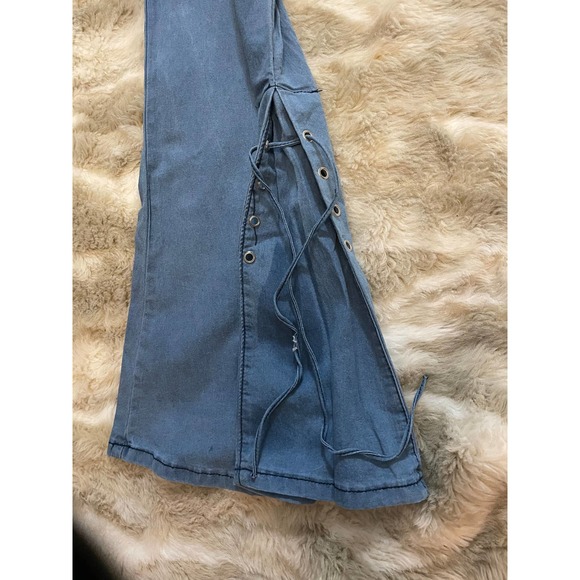 Flared lace-up ankle, high rise stretch jeans size XS - Picture 5 of 8